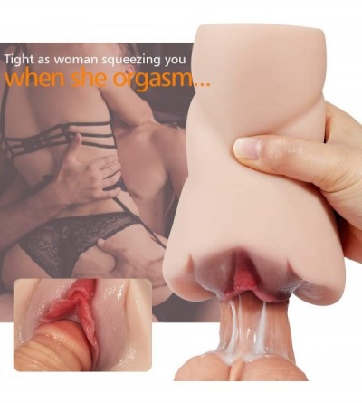 Male Masturbators Realistic Pocket Pussy with Fat Lips- Male Masturbator Lifelike Stroker 3D Vagina Anal Channel for Men Mast...