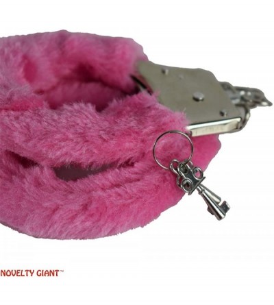 Restraints Girl's Night Out Bachelorette Party Furry Handcuffs - Pink - CY19HRGZO0W $9.63