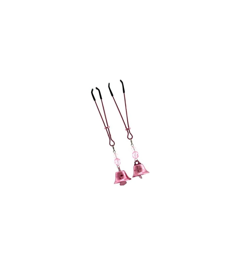 Restraints Nipple Tweezer Clamps with Beads & Bell- Pink - Pink - CX113KWXZM7 $9.56