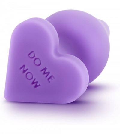 Anal Sex Toys Naughty Candy Heart - Silicone Satin Smooth Heart Shape Base Butt Plug with Unique Erotic Message - Pastel Purp...