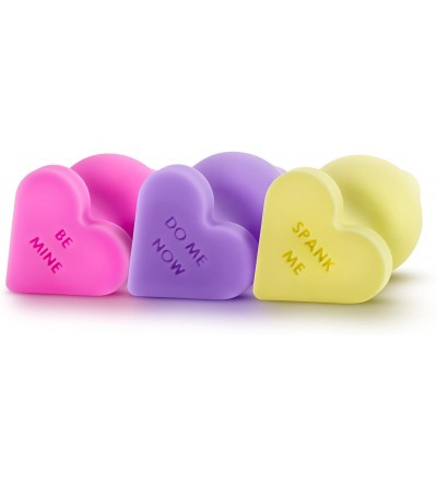 Anal Sex Toys Naughty Candy Heart - Silicone Satin Smooth Heart Shape Base Butt Plug with Unique Erotic Message - Pastel Purp...