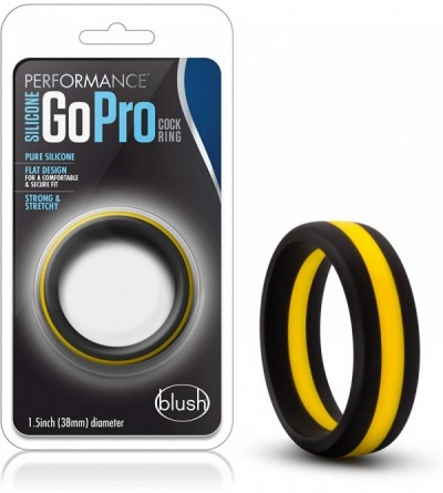 Penis Rings Performance Go Pro Silicone Cock Ring- Soft- Stretchy- Sex Toy for Men- Sex Toy for Couples - Black/Gold/Black - ...