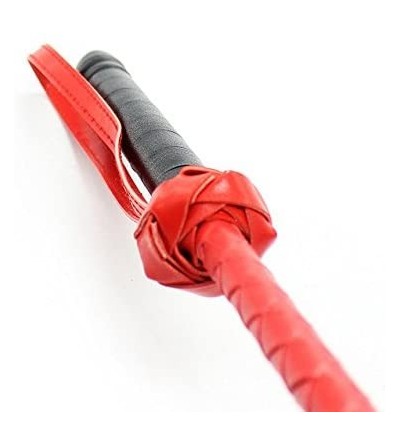 Paddles, Whips & Ticklers Riding Crop Leather Whip Fetish Bondage Slave Sex Toy(Red) - Red - CN12N1RBM78 $7.88