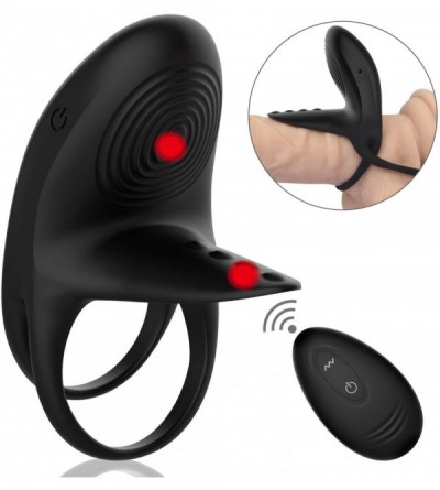 Penis Rings Vibrating Penis Ring- Enlove- Silicone Dual Cock Ring with 10M Remote Control 10 Vibrations for Male Enhancing Er...
