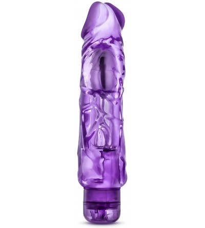 Vibrators 9" Soft Large Thick Realistic MultiSpeed Powerful Vibrator Dildo Waterproof Sex Toy for Women - Purple - Purple - C...