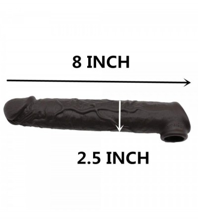 Pumps & Enlargers Lovely and Lifelike Male Black 8 in. Silicone penile Condom Fantasy Sex Chastity Toys Lengthen Cock Sleeves...