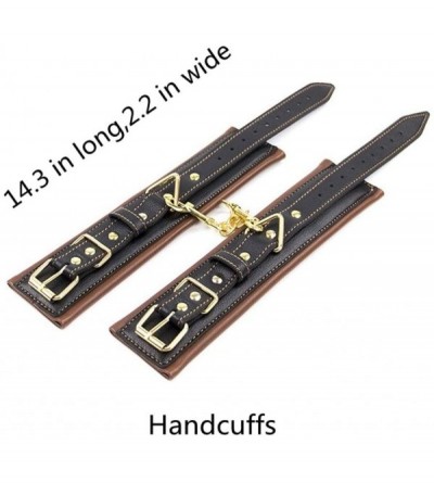 Restraints Soft Comfortable Leather Handcuffs Set with Adjustable Wrist Cuffs + Ankle Cuffs - Brown - CY18Z5RHDX0 $17.31