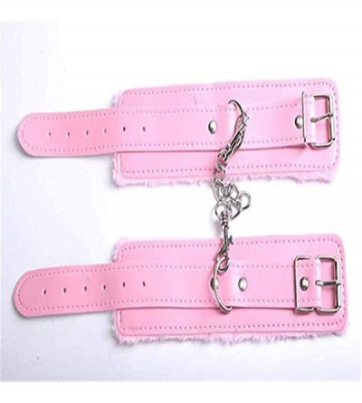Blindfolds PU Furry Fuzzy Handcuffs and Satin Blindfold Eye Mask Set for Women - Pink - CZ18QYCUM23 $7.75