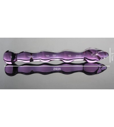 Dildos T-explorer Sexy Purple Sex Stimulator Glass Beaded Dildo Dilddo Anal Plug for Women Crystal Masturbator for Moman Glas...