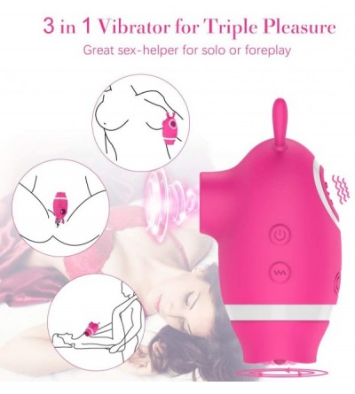 Vibrators 3 in 1 Sucking Vibrator for Women Triple Pleasure- Rechargeable Clit Sucker Clitoral Vibrator with 5 Powerful Stimu...