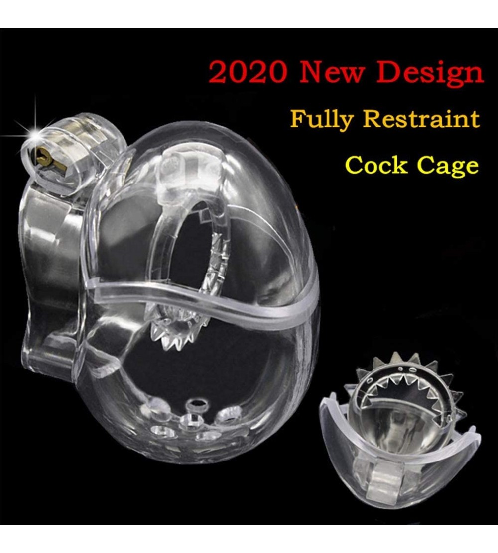 Chastity Devices Male Chastity Devices with Thorn Ring- Egg Shape Fully Restraint Scrotum Ball Stretcher- Cock Cage- BDSM Sex...