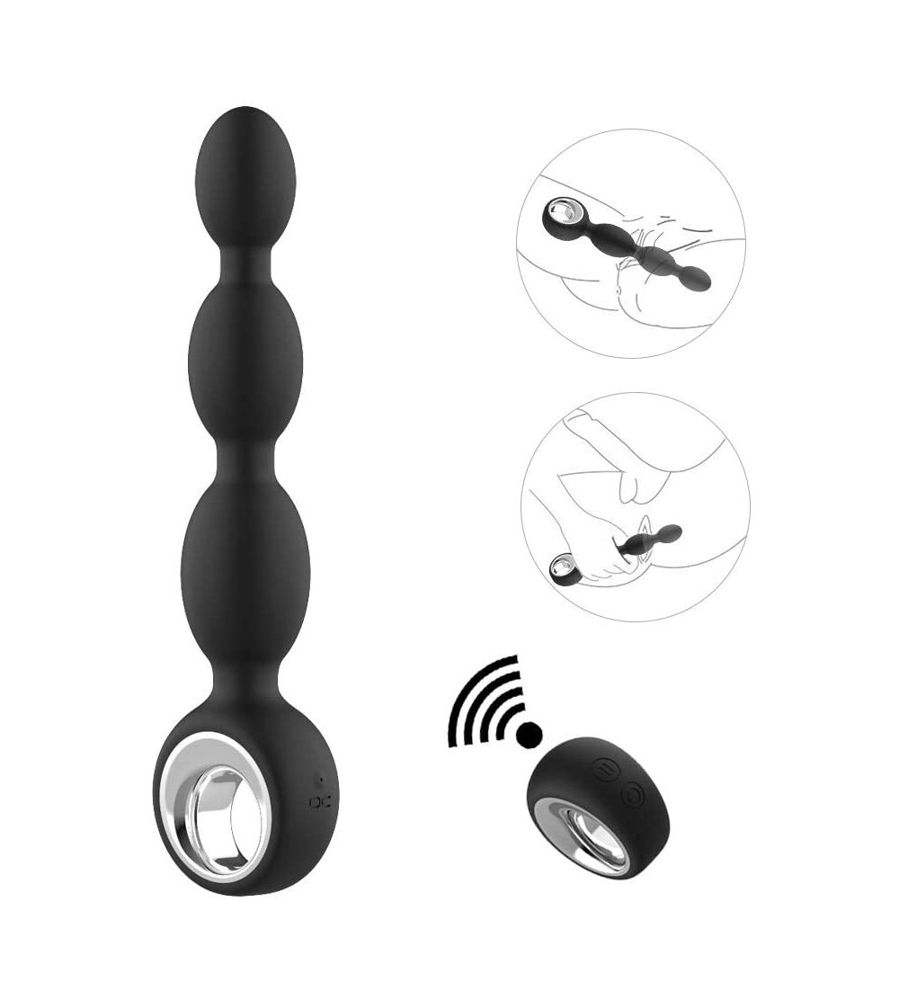 Anal Sex Toys Vibrating Anal Beads- Butt Plug with Graduated Beads Wireless Remote Control 12 Vibration Modes Unisex Waterpro...