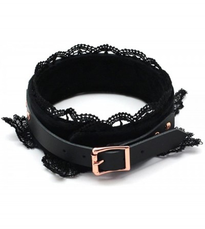 Restraints Leather Collar with Leash Kit - SMspade Lace Leather Choker with Lead Set for Sex Women- Black Lace - CI18WGWMK7A ...