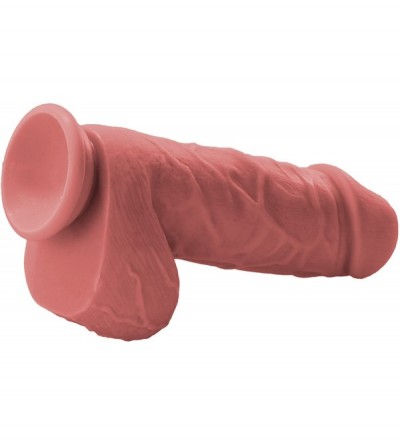 Dildos Rummy Fatty 8" Ultra Thick Premium Silicone Dildo Tan with Suction Cup- Brown - CM12KN6MES3 $78.32