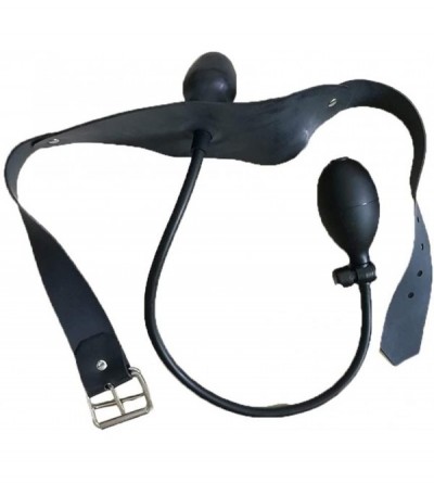Anal Sex Toys Rubber Pump Up Inflatable Penis Gag with Leather Strap Fastens Buckle - Black 05 - CR18I08G5IQ $87.38